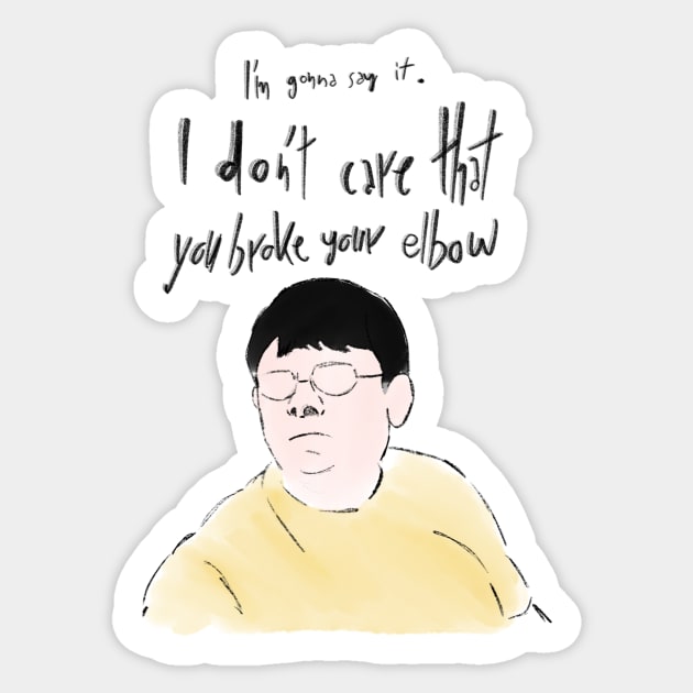 Vine - Savage Guy - Dont' care that you broke your elbow Sticker by Uwaki